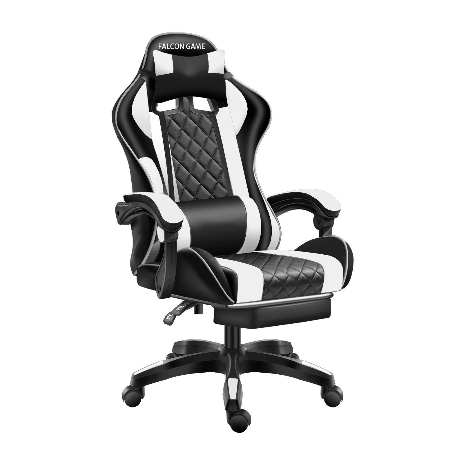 Gaming Chair with Foot rest - White