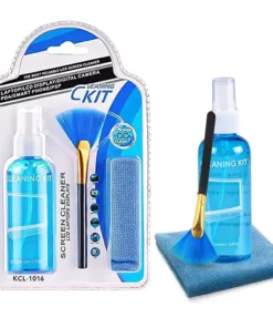 3 in 1 screen cleaning kit with spray, brush and soft cloth